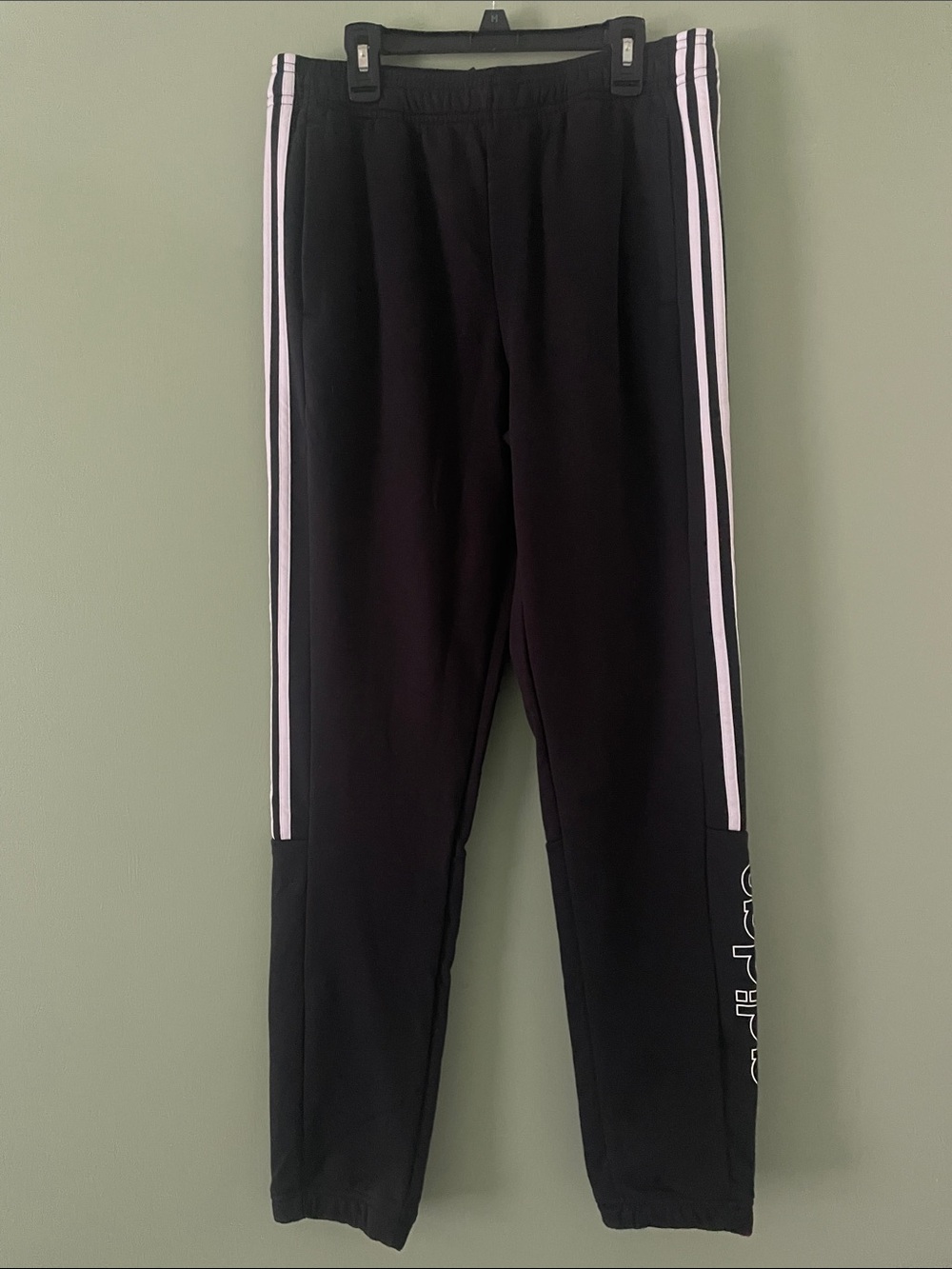 Men’s Adidas Black Track Pants with White Side Stripes